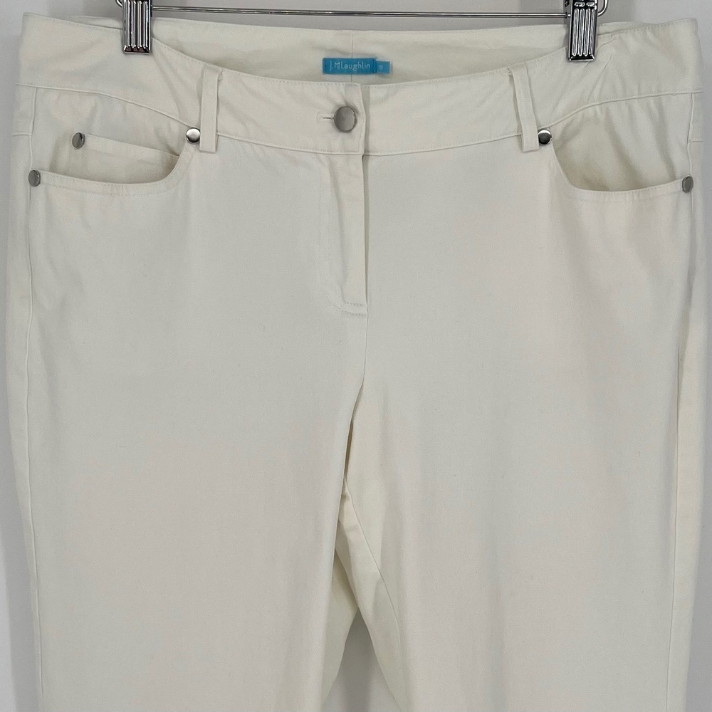 J. McLaughlin Womens Straight Leg Cotton Pants Size 10 Off White Casual Preppy - Picture 3 of 9